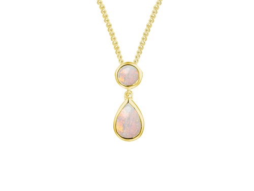 pendant, pear-shape, opal, rub-over setting, 9ct yellow gold, trace chain, wedding jewellery, special occasion - 6199YOP