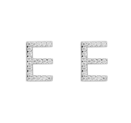 silver, post and butterfly, initial, initial earrings,  earrings, H2999/E, everyday wear