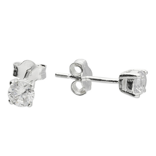 silver, post and butterfly, cubic zirconia, 4mm,  earrings, H3438/C, everyday wear