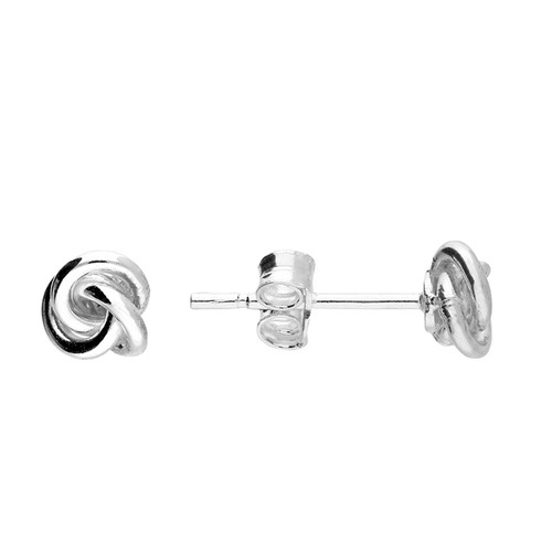 silver, post and butterfly, knot studs, 5mm stud earrings, H3795, everyday wear