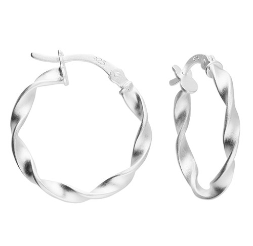 silver, silver hoops, hoops, 20mm, hinged hoops, twist, satin finish,  H4515