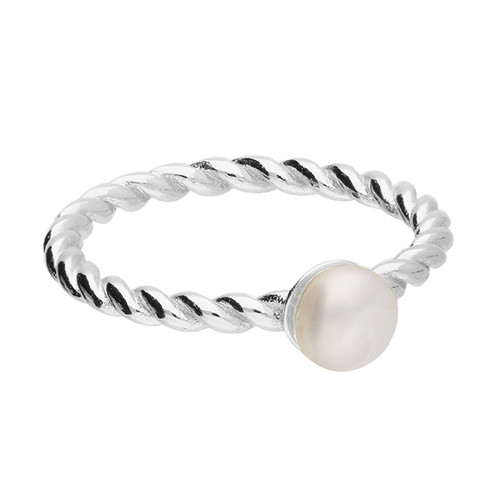 sterling silver, ring, size M, twisted ring, gift, freshwater pearl, June birthstone, birthday present, H4643/S*M