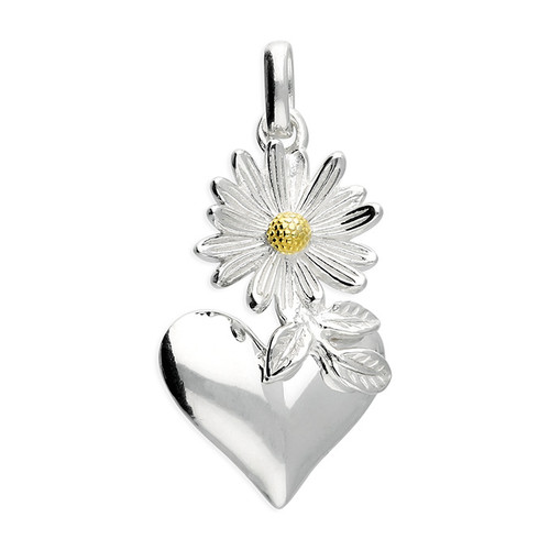 daisy, flower, heart,  pendant,  christmas, gift, pendant, sterling silver, H6142/S, pendant and chain, ladies jewellery