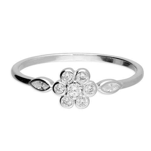 sterling silver, ring, size M, cubic zirconia, gift, birthday present, H6231/S*M, flower