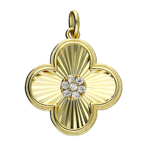 pendant, gold, christmas, gift, pendant, sterling silver, H7226/Y, pendant and chain, ladies jewellery, gold plated, clover, anniversary