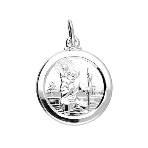 st christopher, travel, journey, sterling silver, pendant only,  R6753-P, 19mm