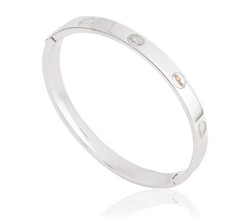 Clogau, bangle, Silver, Rose Gold, insignia, tree of life, luxury, filligree leaf motif - 3STOLMNBG