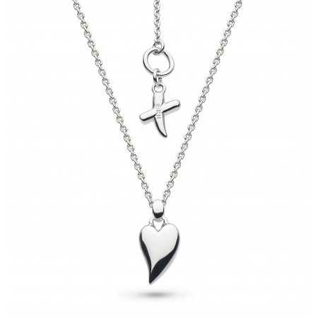 Kit Heath, Desire, Kiss, Mini Heart, Rhodium plated, Sterling Silver, 17 inches, Necklace - 90BJ028