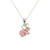 rabbit pendant, Children's collection. white and light pink enamel with a rhodium finish. AP6659E1E4/R
