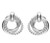 classic, stylish, interlocking circles drop earrings, silver  - H3941