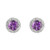 R9052/A, amethyst, purple, february, birthstone, halo, sparkly, studs, stud earrings, traditional, jewellery, earrings, sterling silver