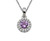 mk-1045AM, pendant, necklace, cubic zirconia, ladies, circle, sparkly, amethyst, february birthstone, halo