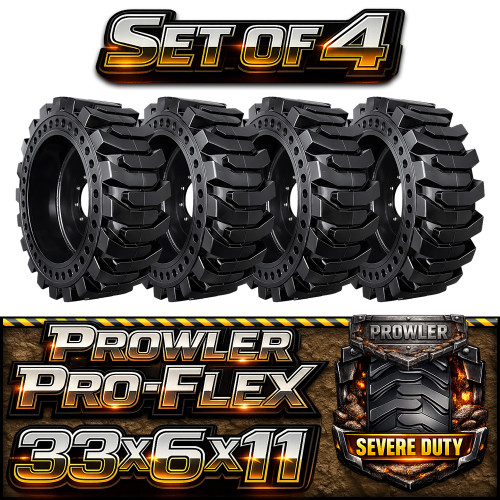Set of 4 - 12x16.5 Prowler ProFlex Solid Tires and Wheels Set