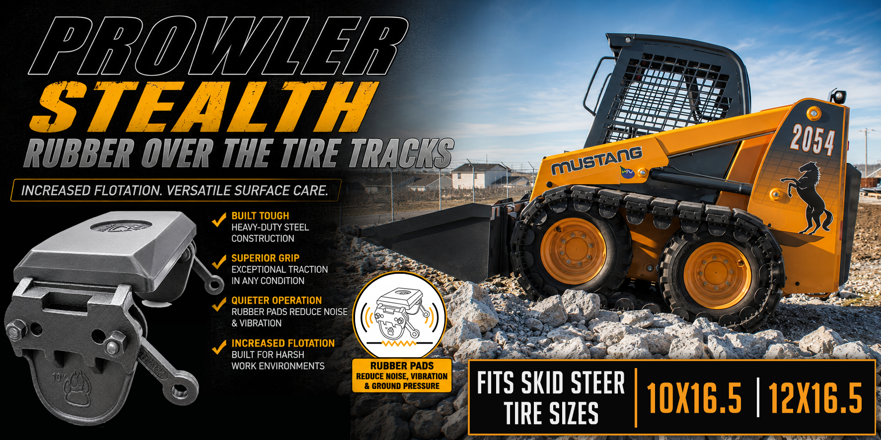 Stealth Rubber Over The Tire Tracks For Skid Steers