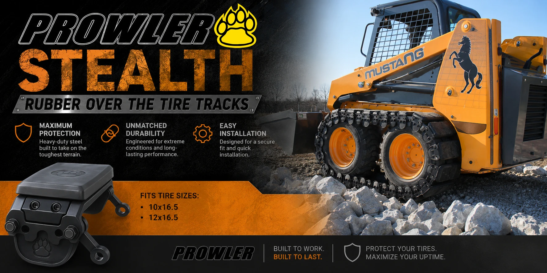Stealth Rubber Over The Tire Tracks For Skid Steers