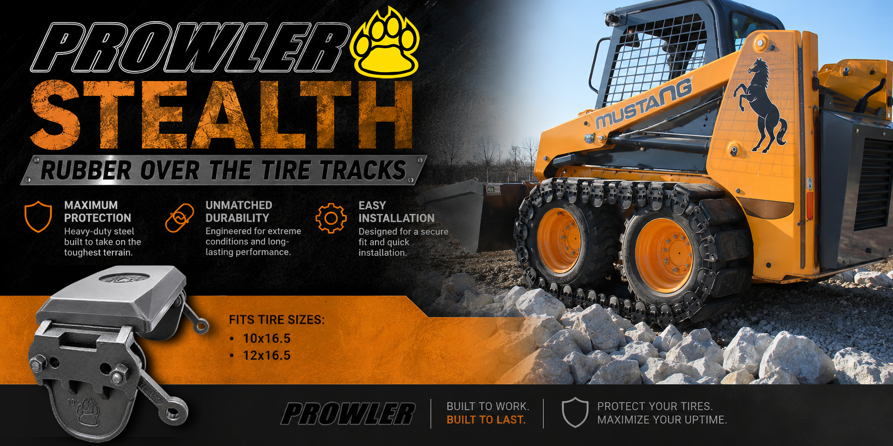 Stealth Rubber Over The Tire Tracks For Skid Steers