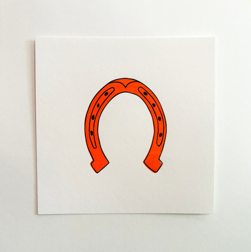Horseshoe mini print - flo red