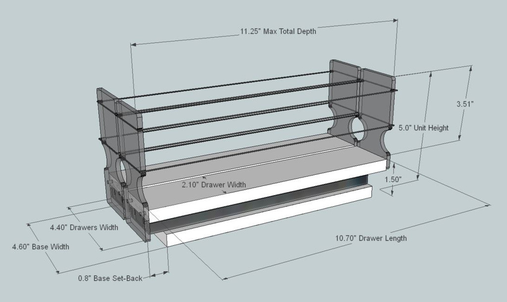 Spice Rack 22 x 1 x 11, Cream - Dimensioned