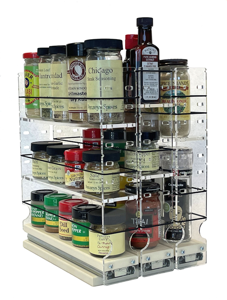 Adjustable shelf heights - 3 independent drawers - 222xADJx11DCP Spice Rack