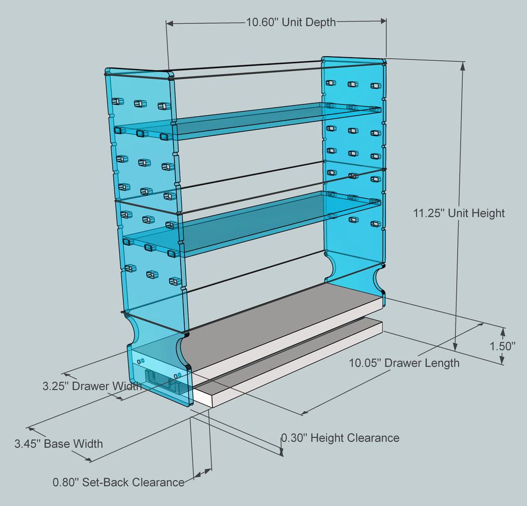 3xADJx11 DCP Spice Rack Dimensioned