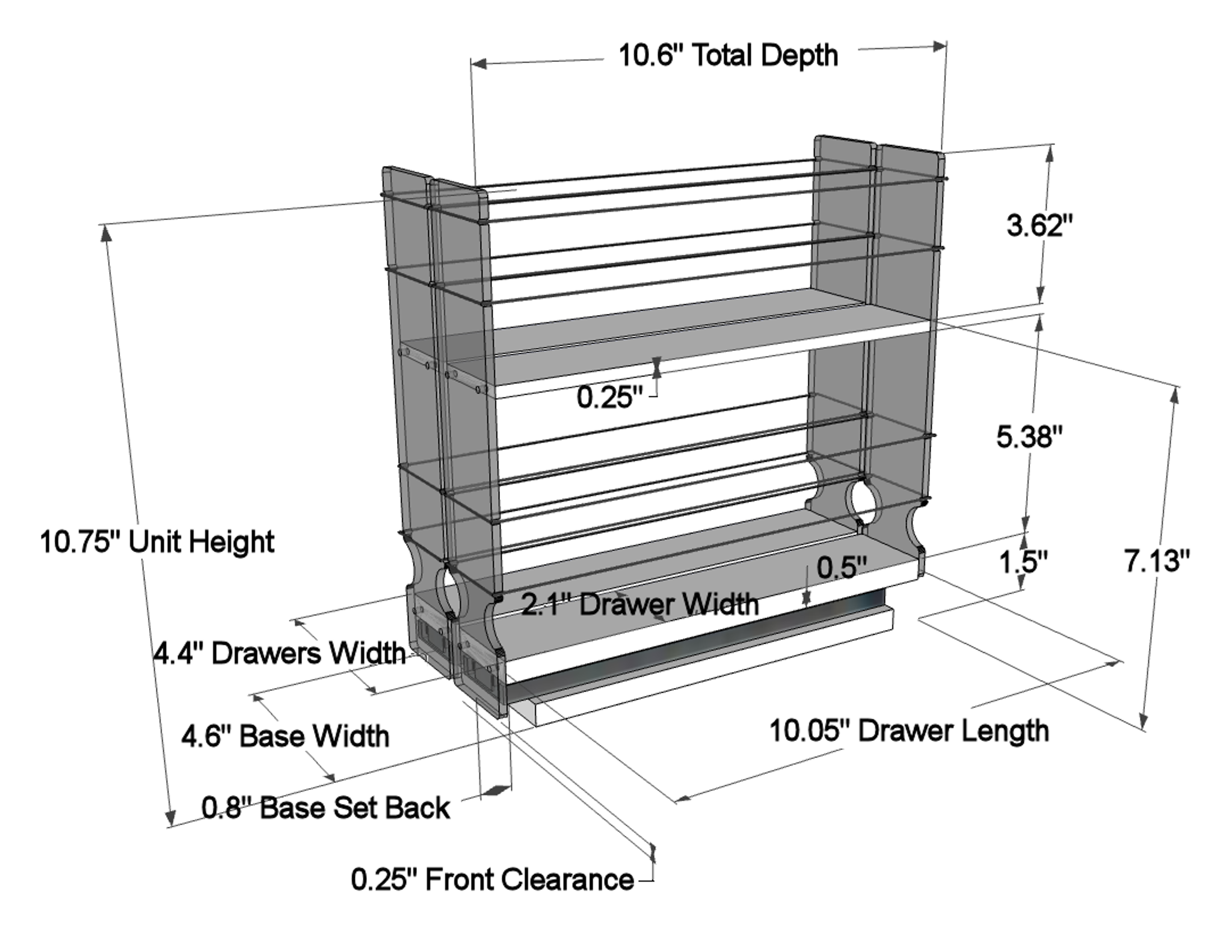 Vertical Spice 4-Shelf Cream Cabinet Mount Spice Rack 22x2x11DC