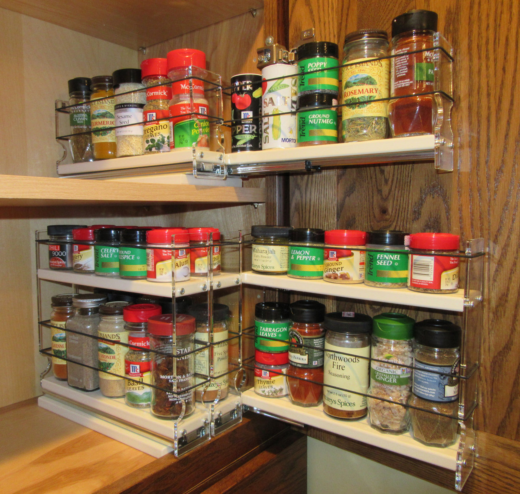 Vertical Spice - 222X1.5X11 DC - Spice Rack - 3 Drawers - 15 Regular/15 Half-Size Capacity - Cabinet Mounted