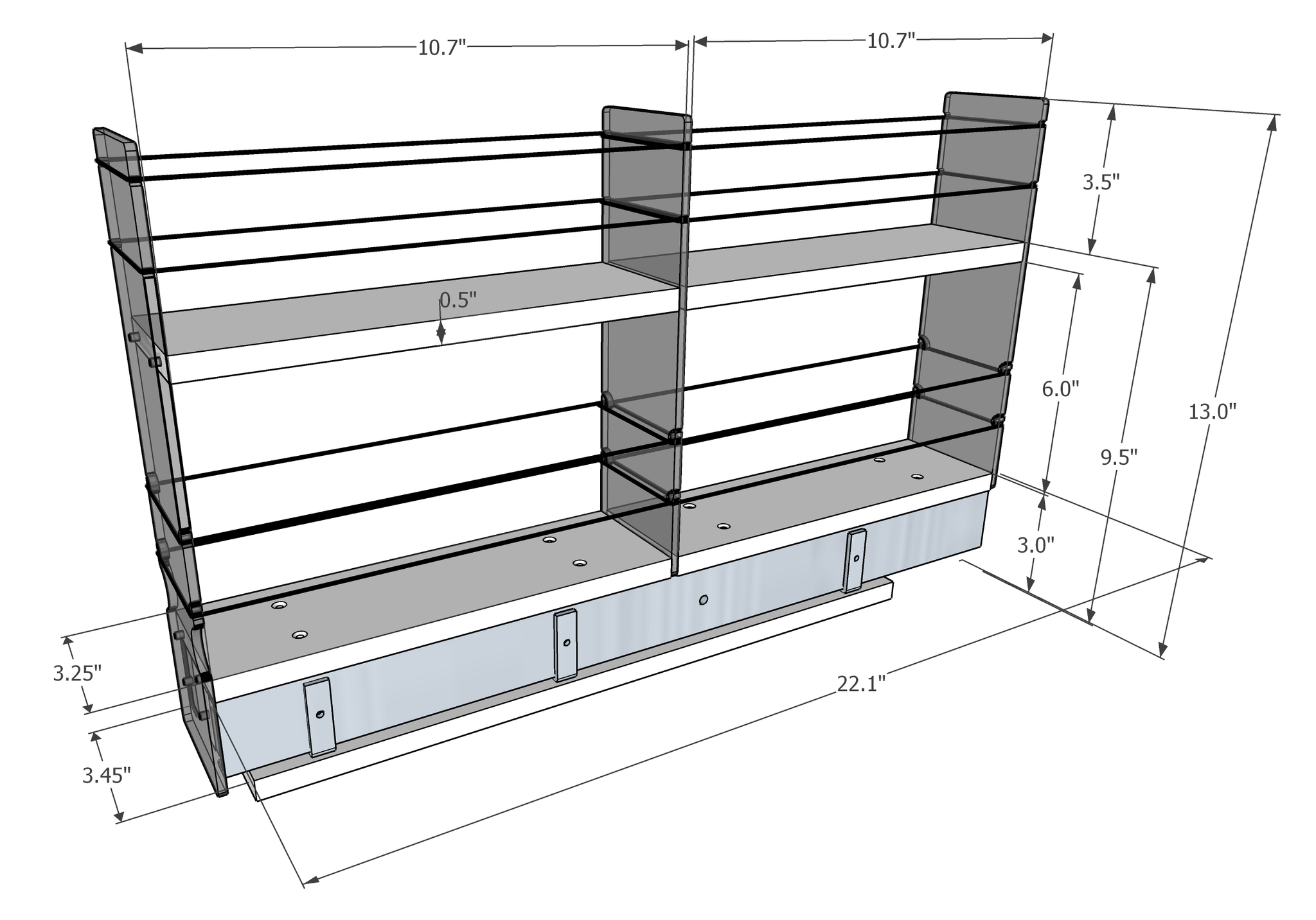 2x2x22 Spice Rack Drawer - Cream