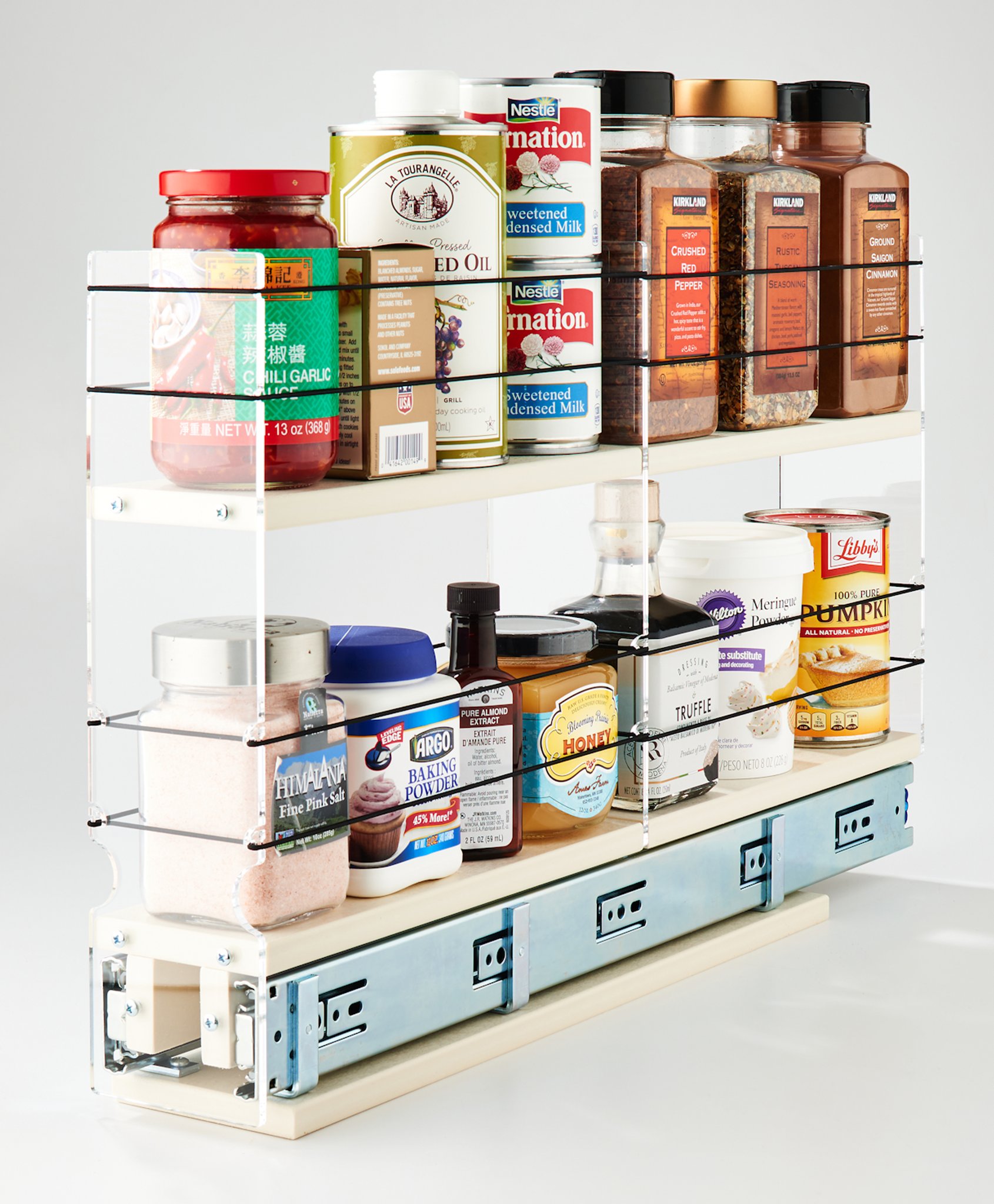 Multi-use White Plastic Storage Box Pantry Cabinet Drawer Storage Bin  Spices Holder Space Saving Kitchen