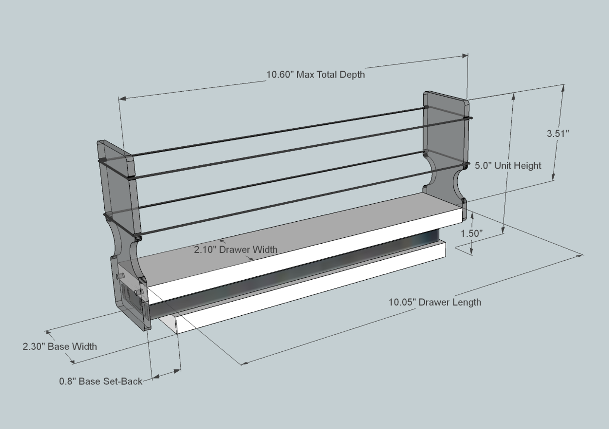 222x1x11 Spice Rack Drawer - Maple