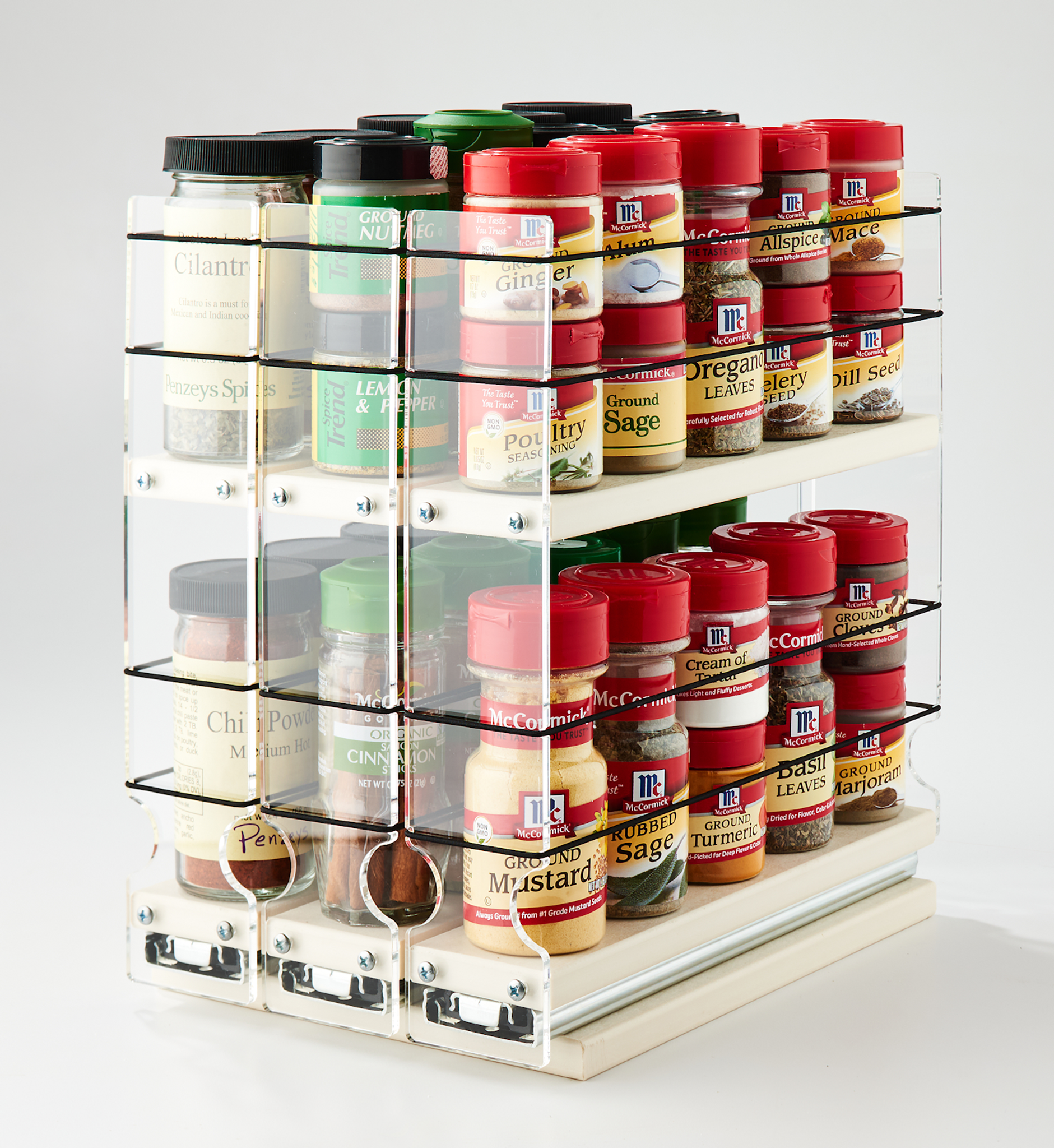 Vertical Spice - 222X1.5X11 DC - Spice Rack - 3 Drawers - 15 Regular/15 Half-Size Capacity - Cabinet Mounted