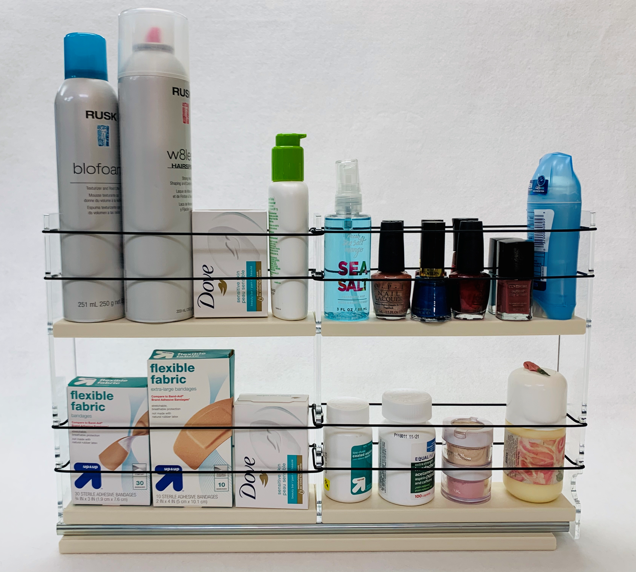 Adhesive Spice Rack Organizer Wall Mount, Clear Acrylic Shelves [3