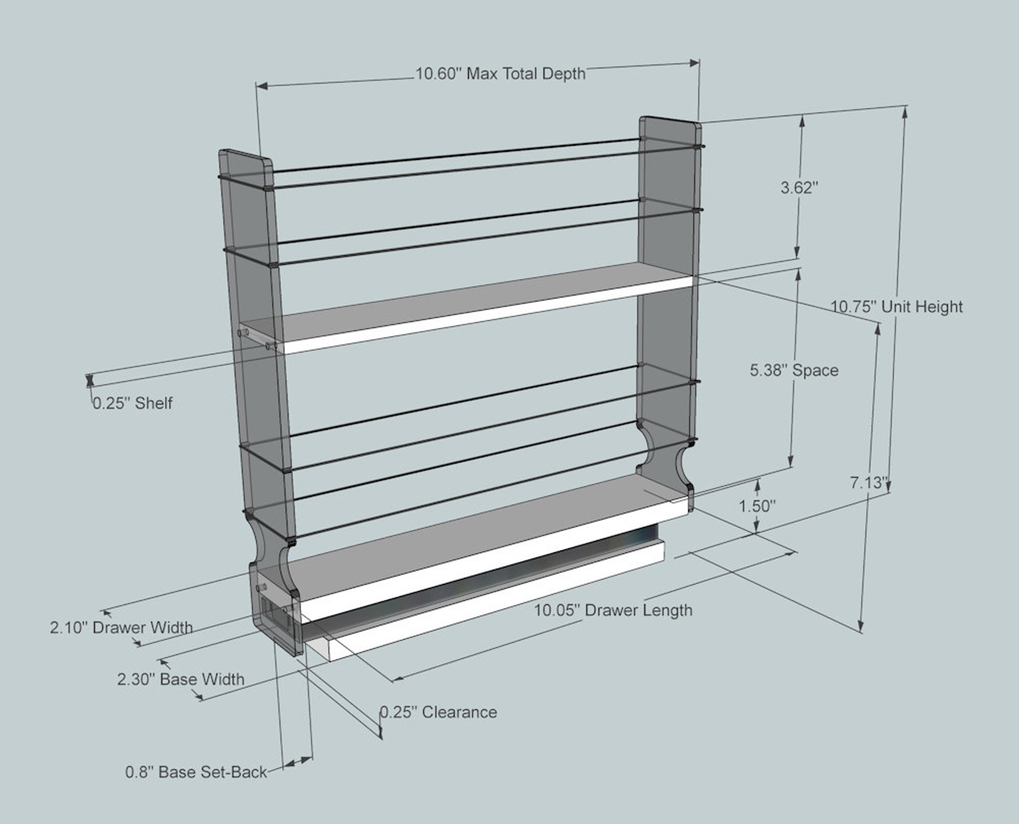 Vertical Spice 2x2x11 Spice Rack Drawer - Cream