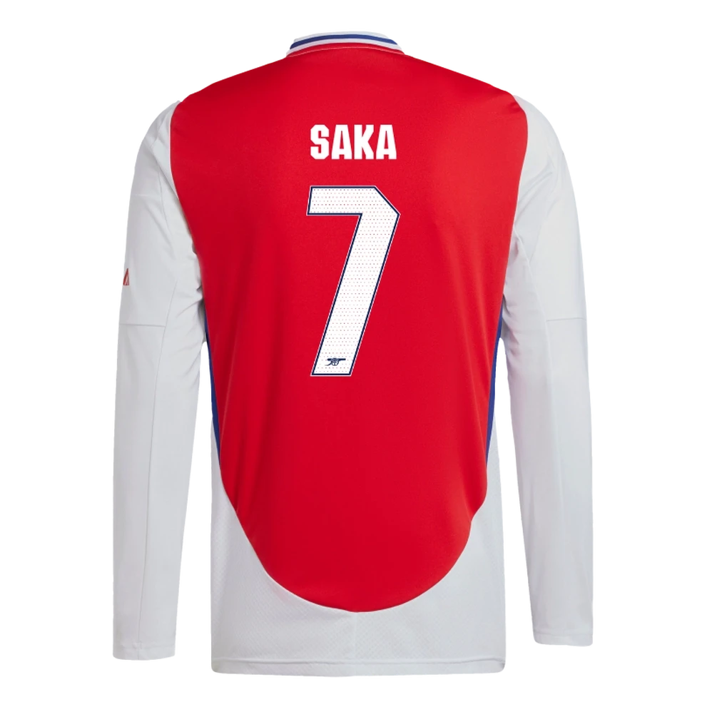 SAKA #7 Arsenal 24/25 Men's Home Long Sleeve Shirt - Arsenal Font
