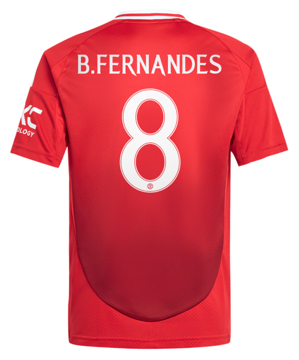 B.FERNANDES #8 Manchester United 24/25 Kid's Home Shirt and Shorts - Man United Font