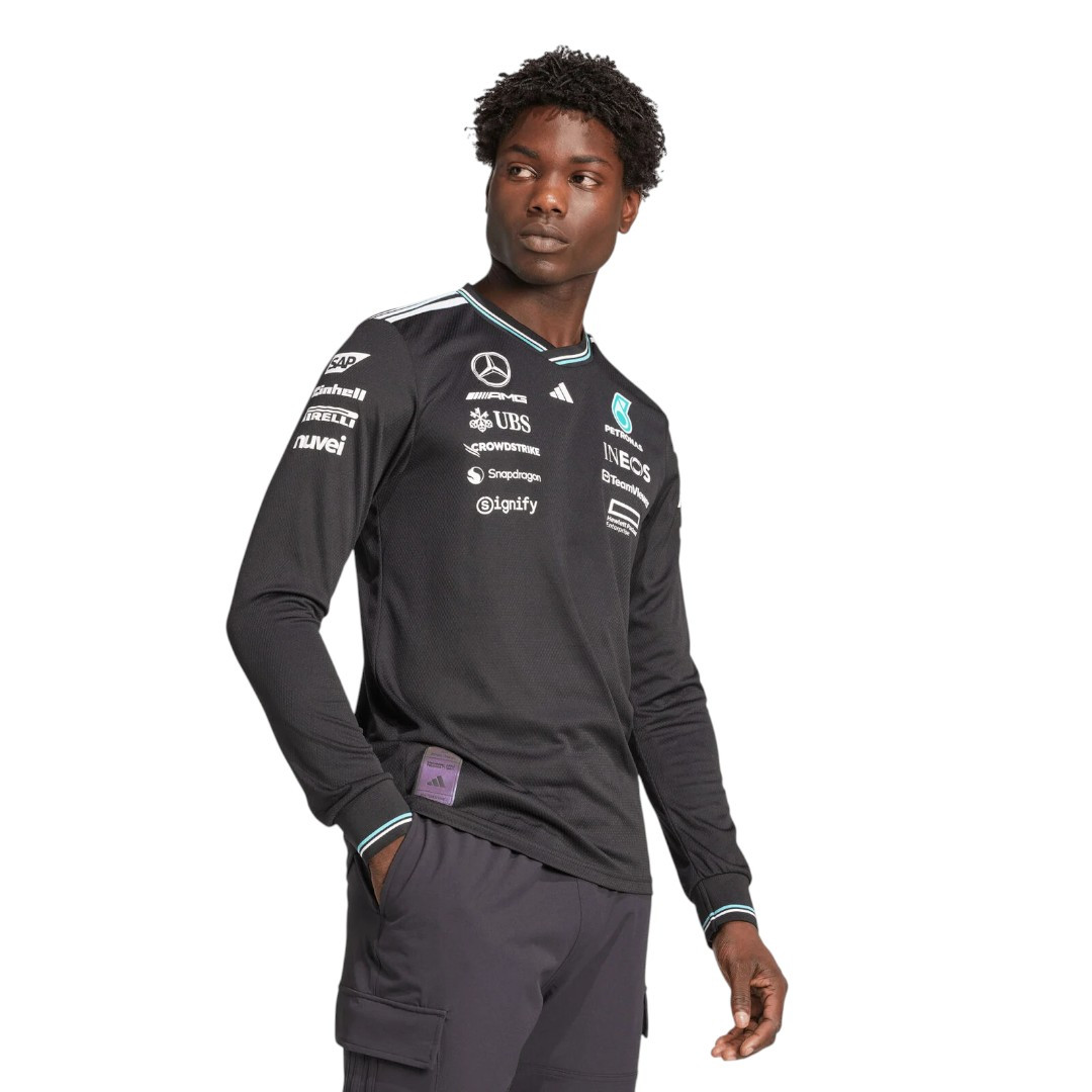 Mercedes-AMG 2025 Black Authentic Long Sleeve Driver T-Shirt