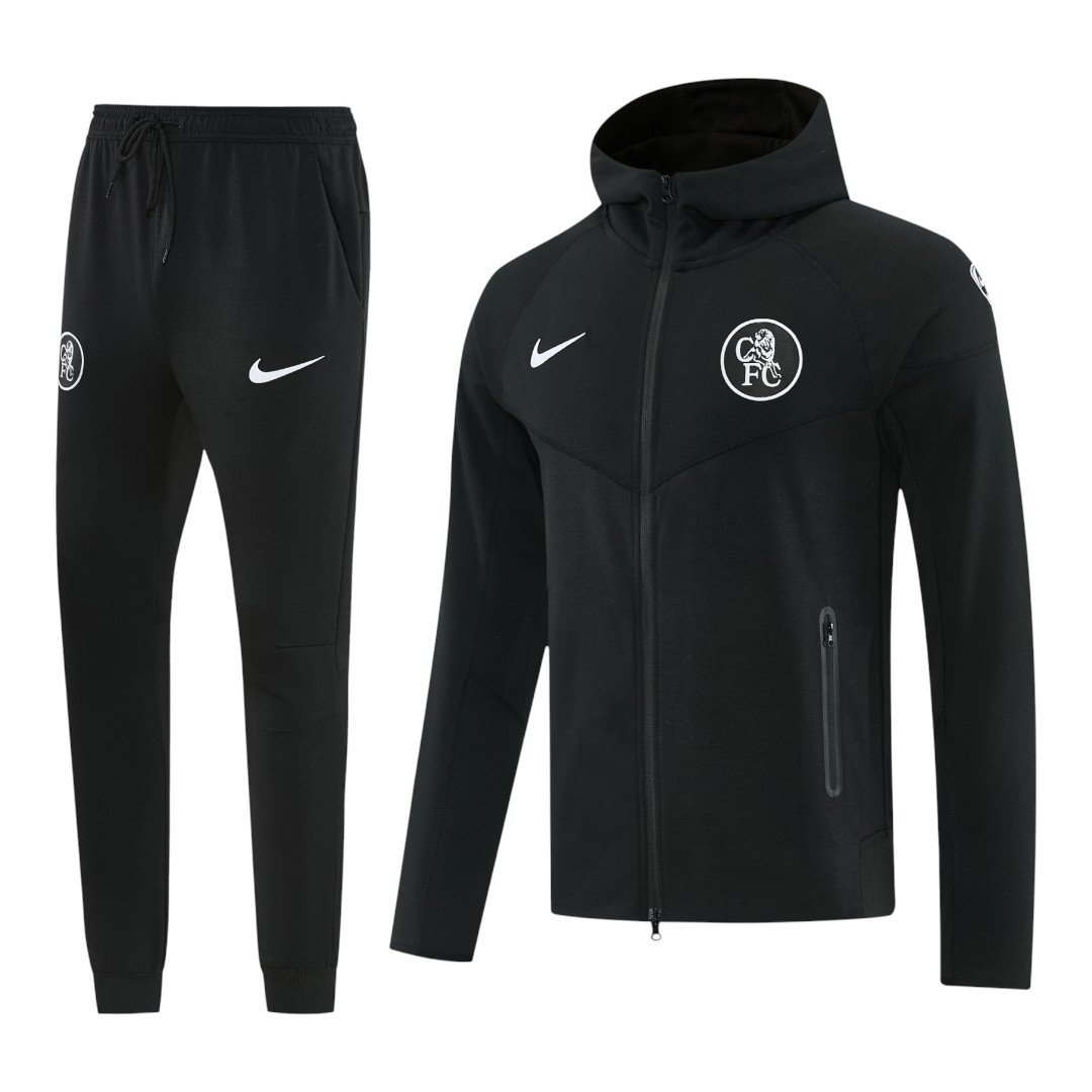 Chelsea 25/26 Men's Black Long Zip Hoodie Tracksuit