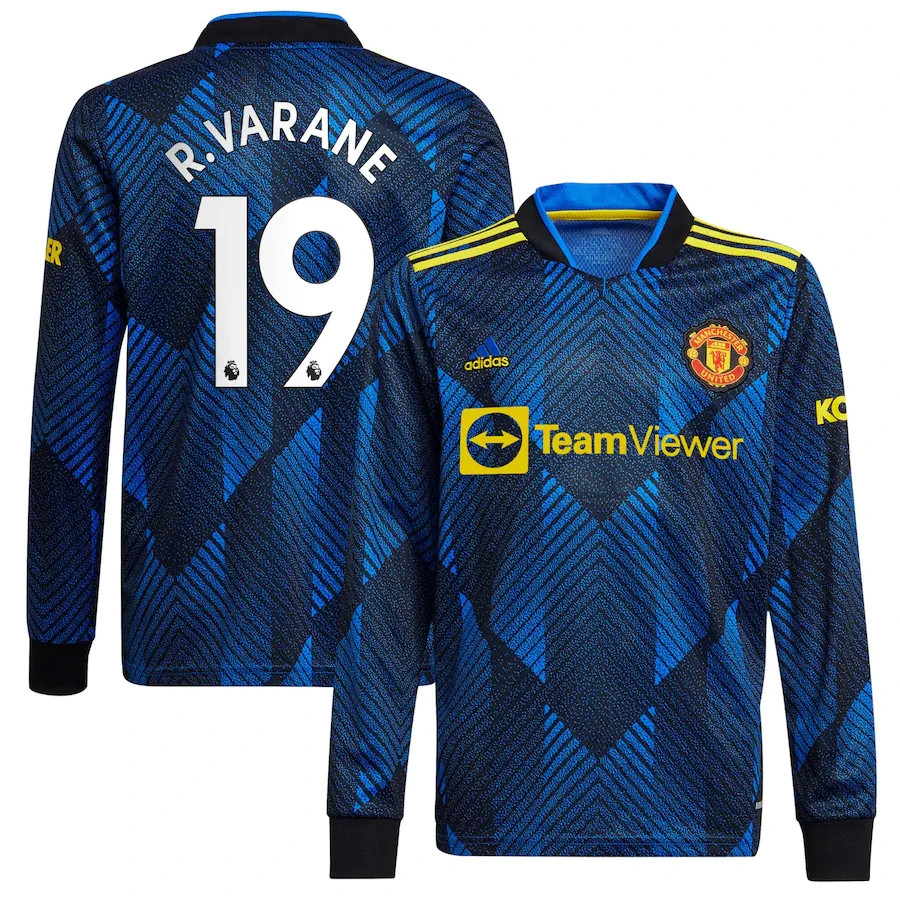 R.VARANE #19 Men's 21/22 Long Sleeve Stadium Manchester United Third Shirt