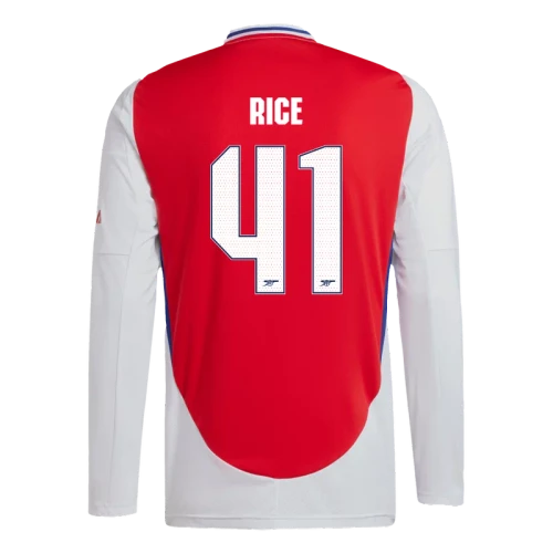 RICE #41 Arsenal 24/25 Men's Home Long Sleeve Shirt - Arsenal Font