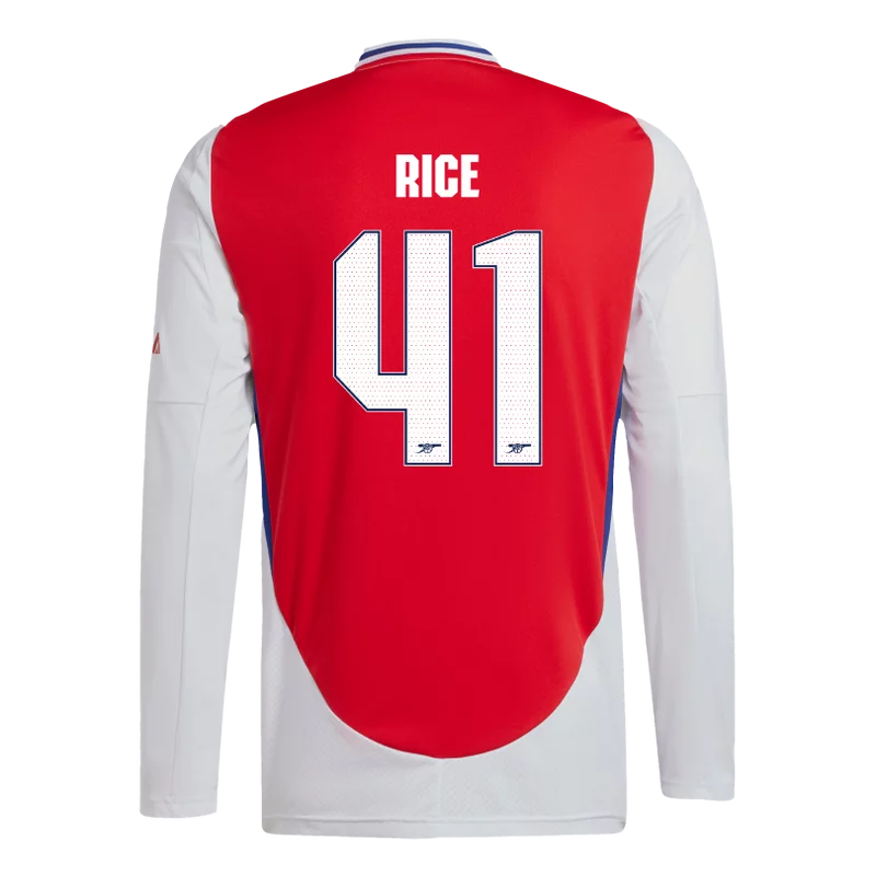 RICE #41 Arsenal 24/25 Men's Home Long Sleeve Shirt - Arsenal Font