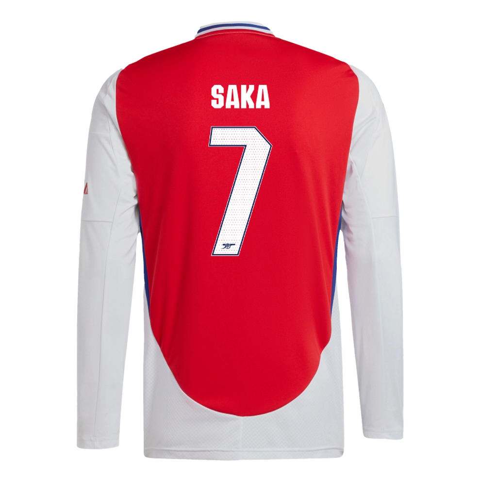 SAKA #7 Arsenal 24/25 Men's Home Long Sleeve Shirt - Arsenal Font