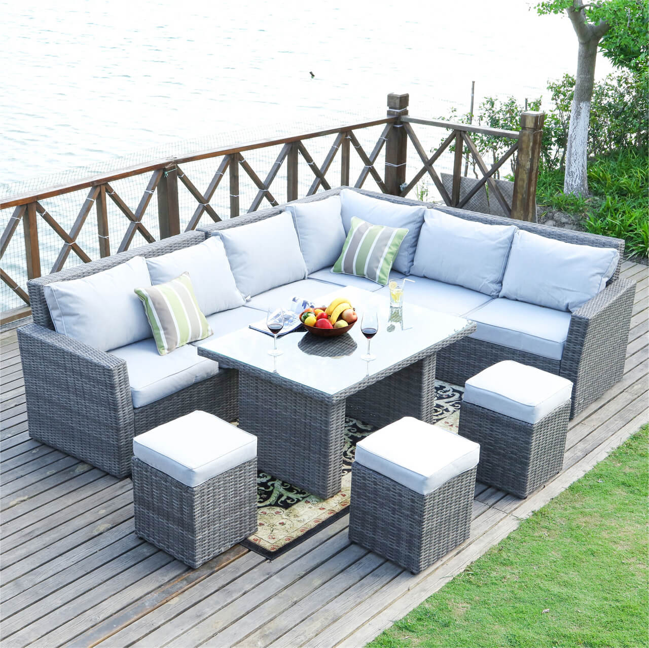 patio lawn garden rattan wicker sofa set