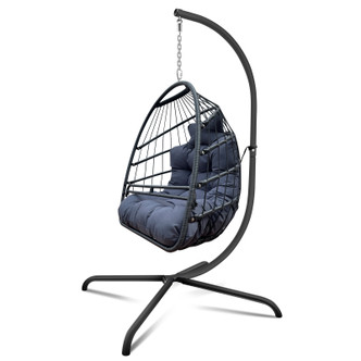 Direct Wicker Patio Rattan Swing Egg Chair with Cup Holder