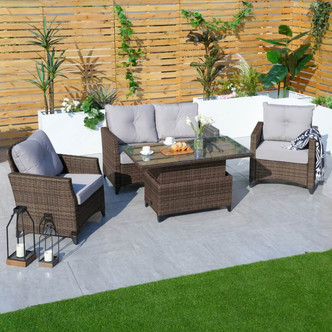 Patio Wicker Seating Set with Lift Table