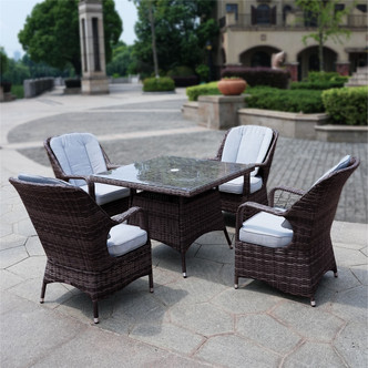 Patio 5-Piece Aluminum and Wicker Dining Set with Square Table