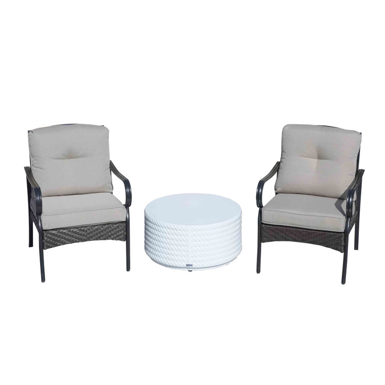 Direct Wicker Patio 2-Pieces Chairs with Side Table for Garden