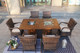 7-Piece Patio Brown Gas Firepit and Ice Bucket Dining Set with Rattan Chairs 