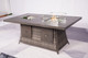 6-Seat Patio Gray Firepit and Ice Bucket Dining Table Set with Standard Height Chairs