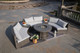 Sectional Patio Gray Wicker Seating Set with Round Firepit Table