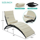 2-Peice Patio Wicker Foldable Chaise Lounger with Removable Cushion and Pillow 