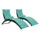 2-Peice Patio Wicker Foldable Chaise Lounger with Removable Cushion and Pillow 